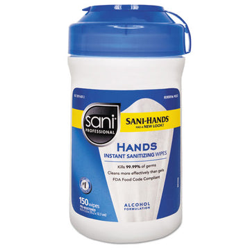 Sani Professional® Hands Instant Sanitizing Wipes, 6 X 5, White, 150-canister freeshipping - TVN Wholesale